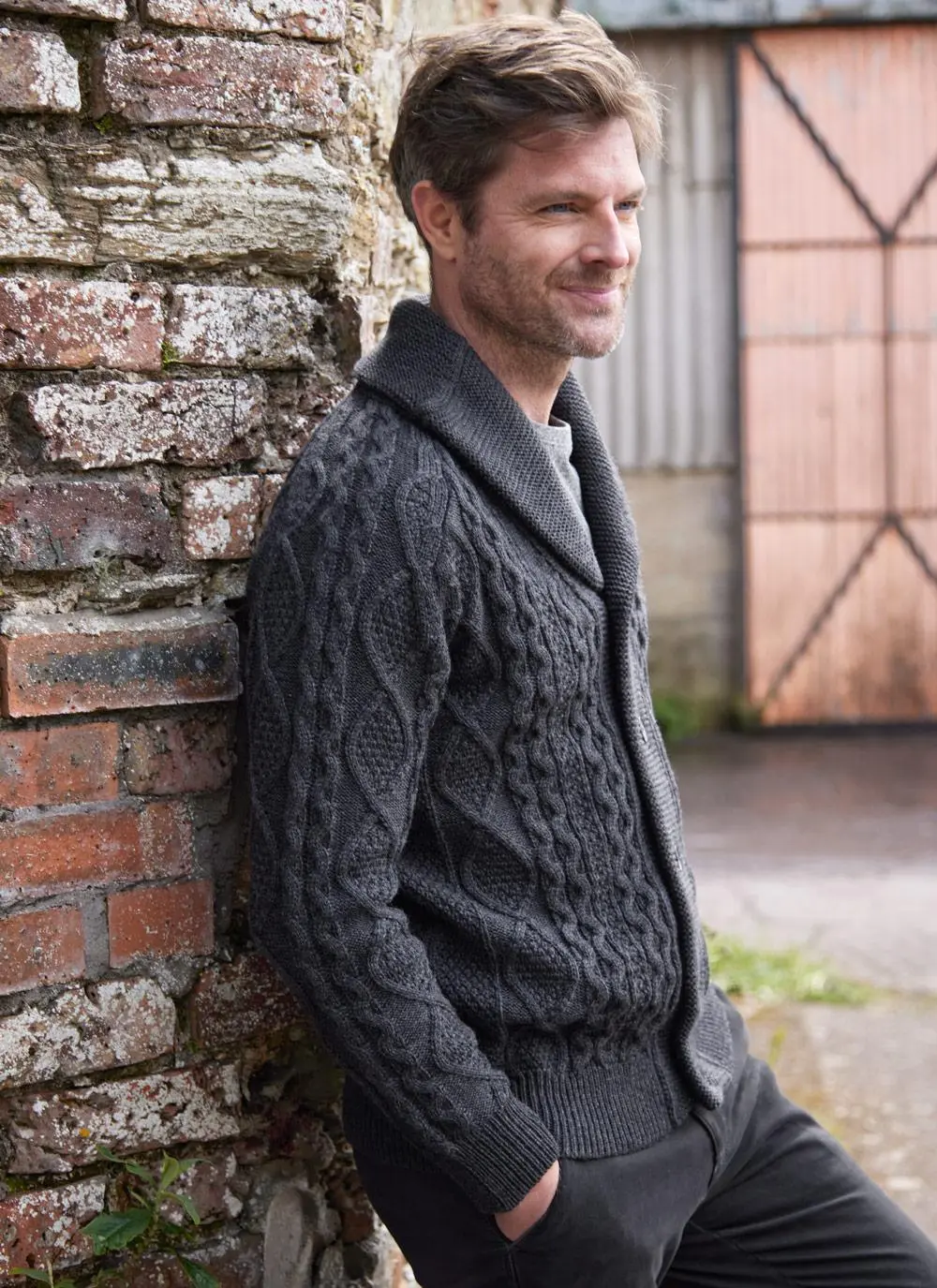 Conor Shawl Collar Aran Cardigan